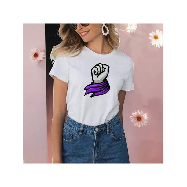 Playera Blusa De Puño Levantado Con Un Pañuelo Dia De La Mujer Color Blanco Talla Chica Marca Emil SaEs