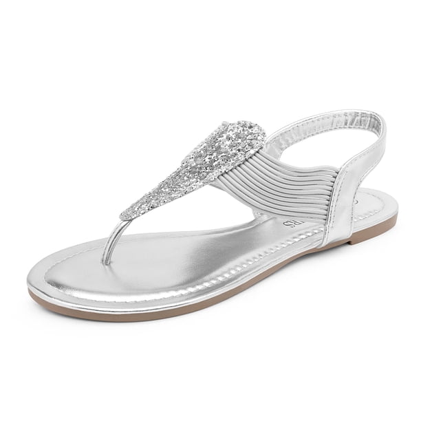 Sandalias Gladiador para Mujer DREAM PAIRS Plateadas Talla 6.5