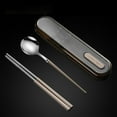 thumbnail image 3 of POINTERTECK Travel Utensils Set Stainless Steel Spoon/Chopsticks/Fork with Holder Case Housewarming Gift, 3 of 4