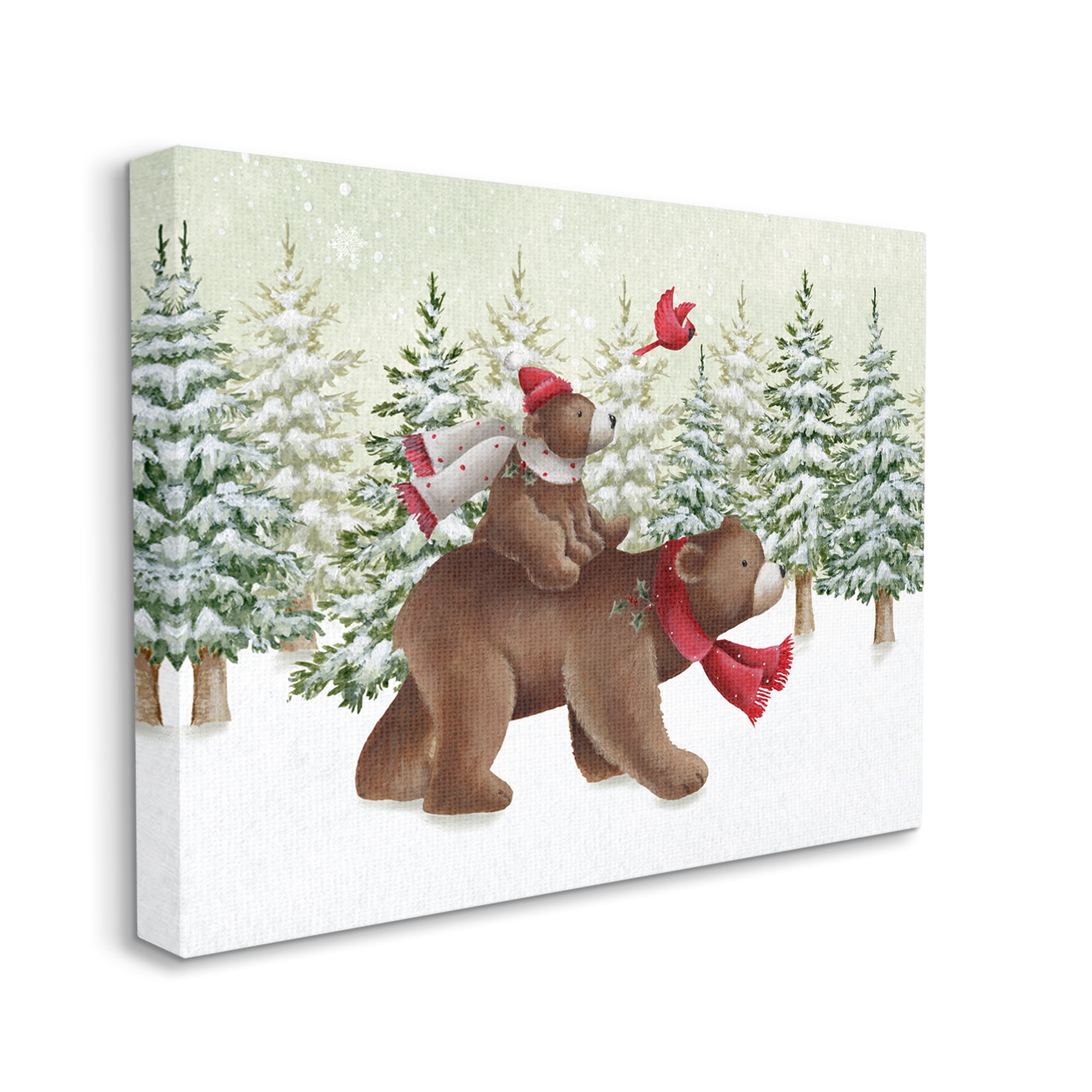 Stupell Industries Bears in Snowy Scene Animals & Insects Painting Gallery Wrapped Canvas Art Print Wall Art, 48 x 36