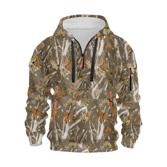 WILLBEST Sudaderas De Hombre Camo Hoodie Maple Leaf Print Oversized Sweatshirt Long Sleeve Hoodies With Pocket Casual Fall Pullover Chica