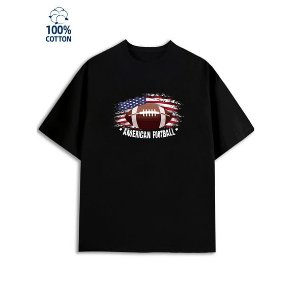 American Football Tee for men 180G 100% Cotton black Vintage Unisex Shirt Cotton tshirts Retro Unisex Shirt Graphic tshirts Retro Unisex Shirt Printed tshirts Basic Unisex Shirt Crewneck tshirts