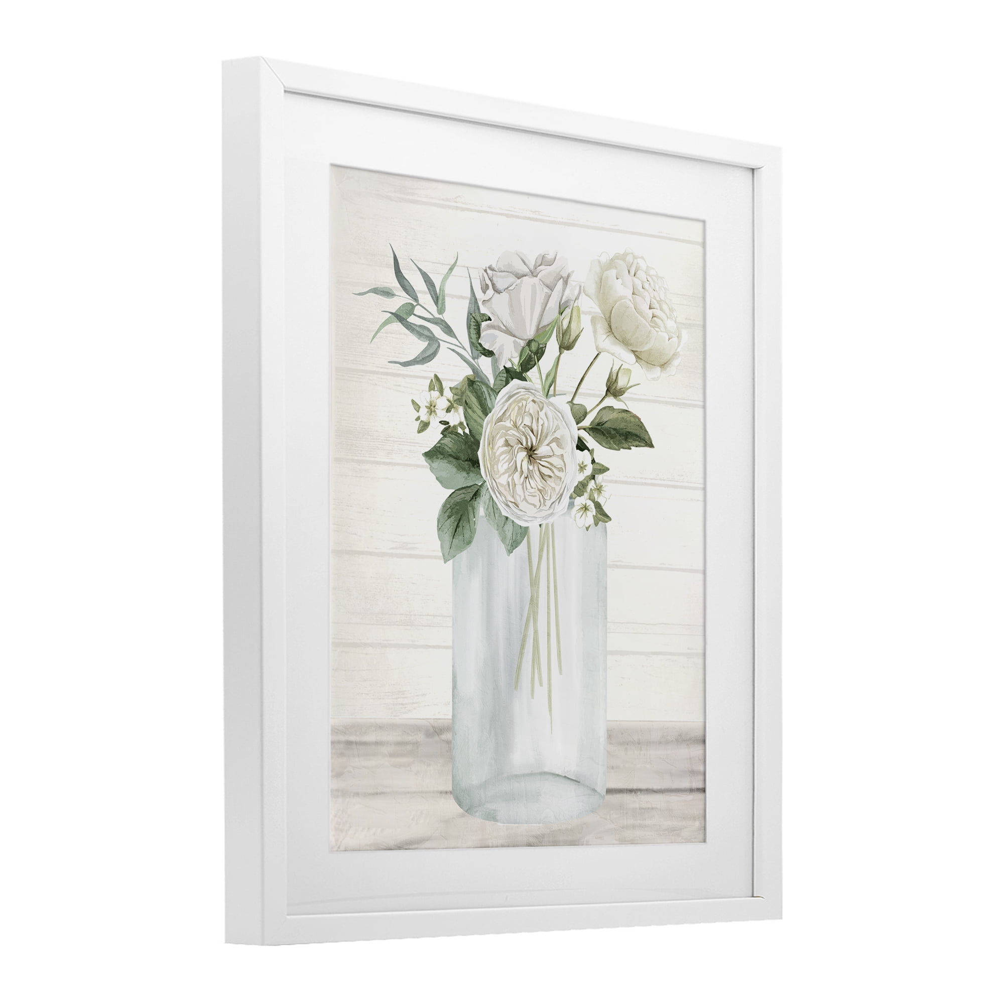 Stupell Industries Patience Flower Vase White Framed Print Under Glass, design by Kim Allen