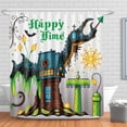 thumbnail image 1 of Whimsical Treehouse Shower Curtain - Fantasy Design with "Happy " for Halloween Decor, 1 of 4
