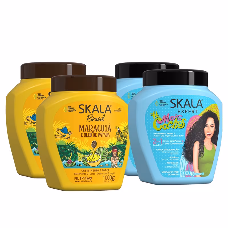 Skala Curly Queen Bundle – 4-Pack Curl Care Routine Set Shampoo + Conditioner + 2 Curl Creams – Deep Hydration & Definition for Curly and Coily Hair