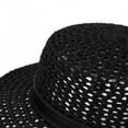 thumbnail image 4 of Tdxkok Women Hollow Woven Flat Top Straw Sun Hat French Retro Style Light UV Protection Headwear for Summer Beach Vacation Outdoor Travel, 4 of 5