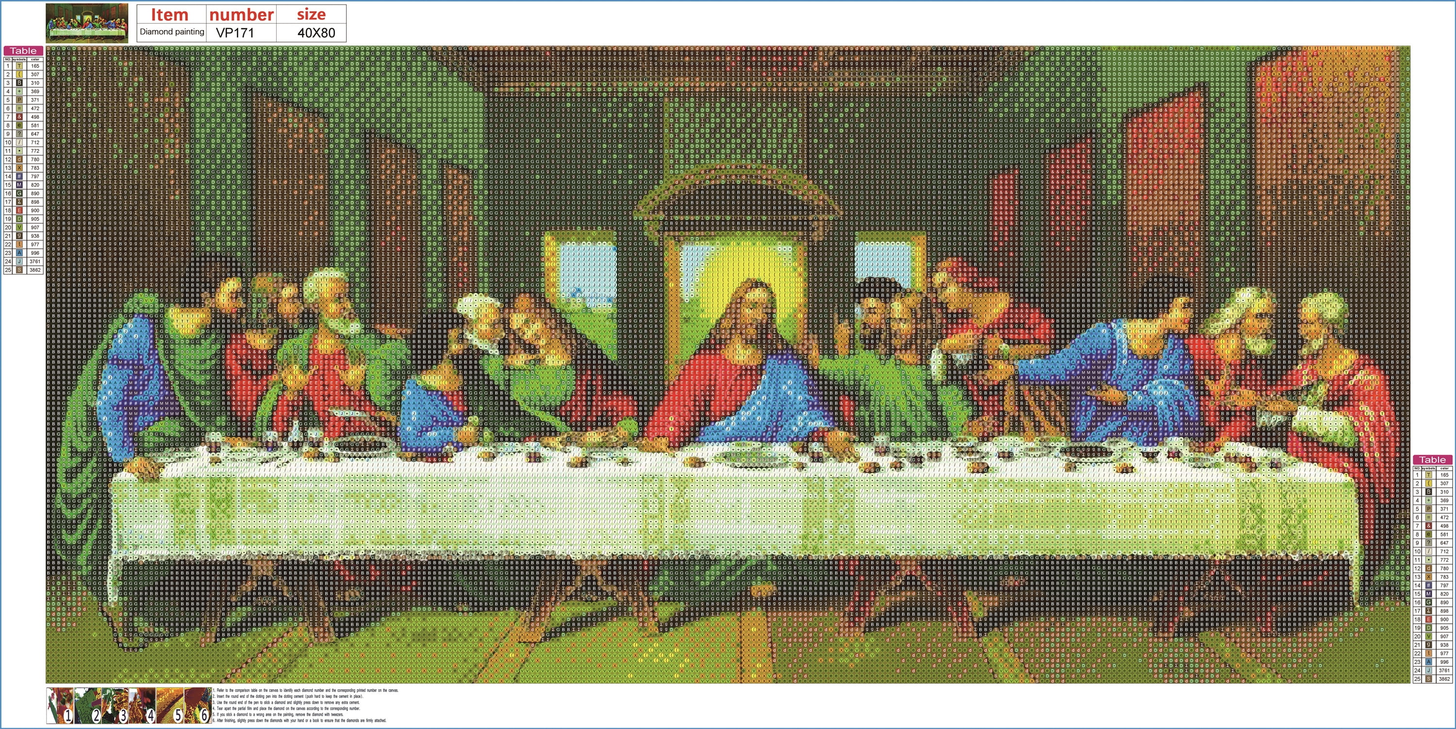 Diamond Painting Kits, Large Size 33.5x15.8in Da Vinci's The Last Supper 5D Full Drill Diamond Painting Art Craft Kit Wall Decor DIY Christmas Gift, #2
