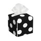 thumbnail image 1 of Balery Black and White Polka Dot Porta Pañuelos de Cuero con Estampado – Funda Moderna Cuadrada para Caja de Pañuelos, Dispensador 5x5x5'', 1 of 7