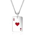 thumbnail image 1 of 1 collar plateado de acero inoxidable, complementos masculinos para parejas y hombres (As de Corazones) JM, 1 of 5