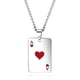 thumbnail image 1 of 1 collar plateado de acero inoxidable, complementos masculinos para parejas y hombres (As de Corazones) JM, 1 of 5