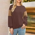 thumbnail image 3 of Otntypg Athletic Sweatshirts for Women Trendy 2025 Fall Long Sleeve Color Block Crewneck Pullover Tops Loose Lightweight Oversized Baggy T-Shirts Coffee#01 L, 3 of 7