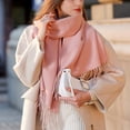 thumbnail image 5 of Bufanda cálida de otoño para mujer, bufanda de algodón de color liso con borlas/flecos, bufanda de pashmina a cuadros de color liso, bufanda XL, estola multifuncional, 5 of 5