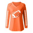 thumbnail image 3 of Pxiakgy Football Shirts for Women 2025 Cute Graphic Print Fall Sweatshirts V Neck Long Sleeve Football Sweatshirts Game Day Heart Football Pullover Tops Mom Shirts Rugby Heart Print T Shirt Orange L, 3 of 6