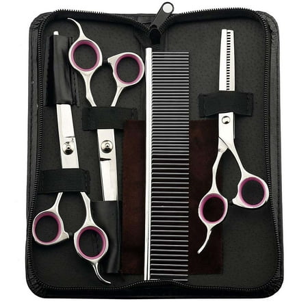 Peroptimist Professional Dog Grooming Shears Scissors Set - Stainless Steel Curved Cutting Thinning Grooming Scissors Shears for Dogs Cats Hair (Best Thinning Shears For Dogs)