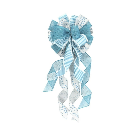 Ediodpoh Blue Christmas Tree Topper Bow Gift with Long Streamers & Wired Edge Bows for Holiday Wreath Bow Christmas Tree Ornaments Christmas Party Decor Event & Party Home Decor Sky Blue
