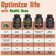 Health Dose Brain Dose Premium Nootropics - Mental Focus, Natural Energy & Vitamins - Caffeine-Free, 60-Count - For Men & Women.
