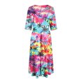 thumbnail image 6 of Women's Summer Floral V Neck Maxi Dress Short Sleeve High Waist A Line Flowy Boho Dresses,S-3XL, 6 of 7