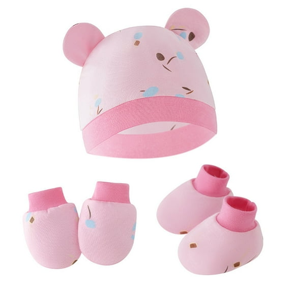 RYUJNDK 3pcs/set Cotton Newborn with Anti Scratch Mittens and Foot Infant Warm Headwear Baby Gloves with Socks Set
