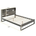 thumbnail image 3 of Platform Bed with Storage Headboard, Wood Queen Size Bed Frame with USB Charging Ports & Socket on the Headboard, Rustic Wood Platform Bed, Multi-Functional Panel Bedframe, Antique Gray, 3 of 7