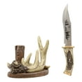 thumbnail image 4 of Western Rustic 8 Point Buck Stag Deer Antlers Display With Elk Sculpted Dagger, 4 of 10