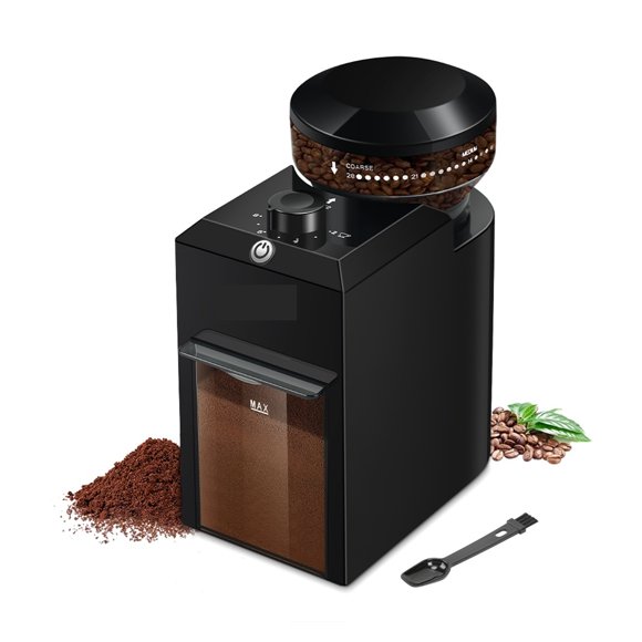 Automatic Burr Mill Coffee Grinder Electric Coffee Bean Grinding with 28 Adjustable Gears ,Easy to Operate