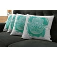thumbnail image 2 of Ambesonne Hamsa Throw Pillow Cover 4 Pack, Grungy Floral Ethnic Motif, 18", Turquoise and White, 2 of 6