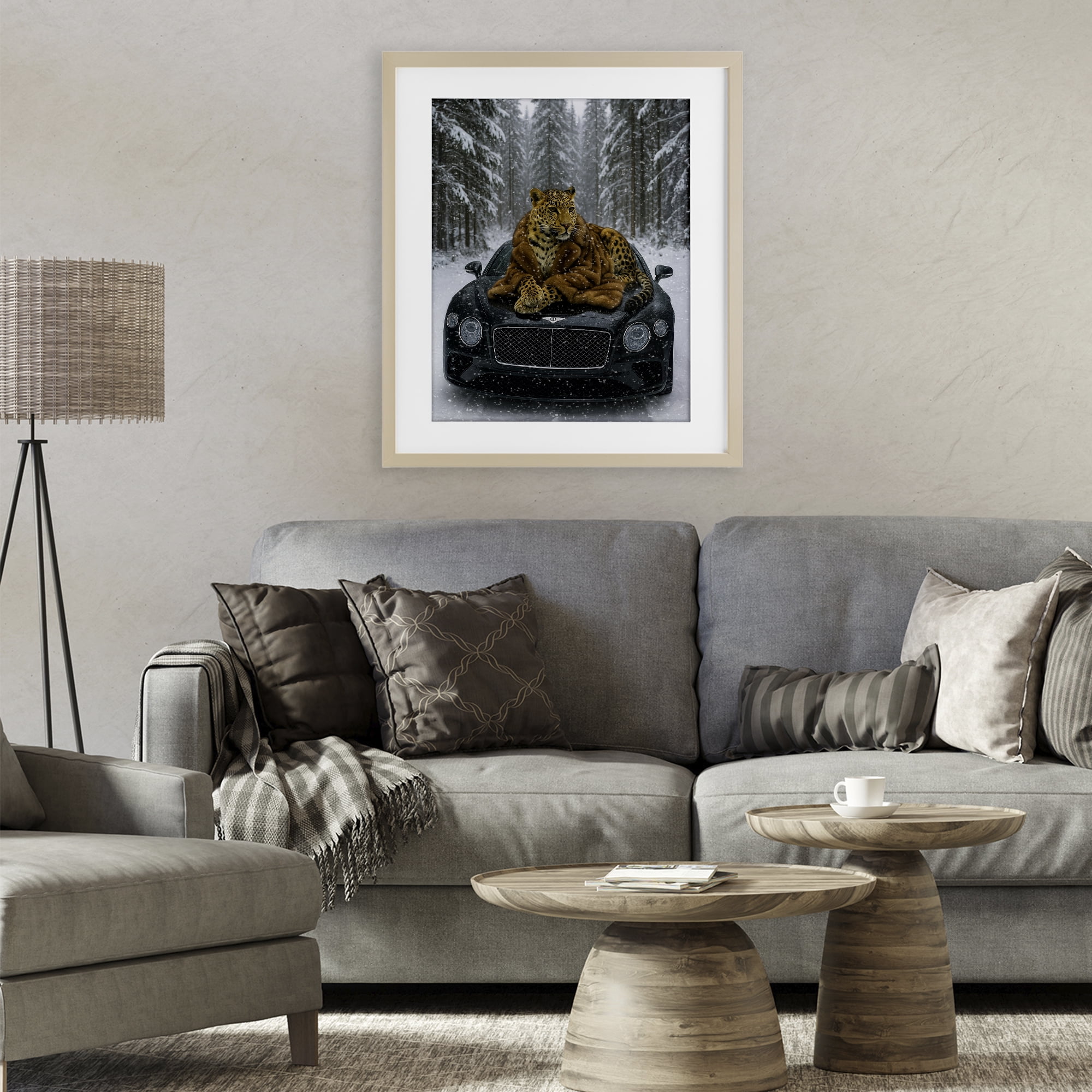 Stupell Industries Luxurious Leopard Winter Woods Birch Framed Print Under Glass, design by Grotto Studios