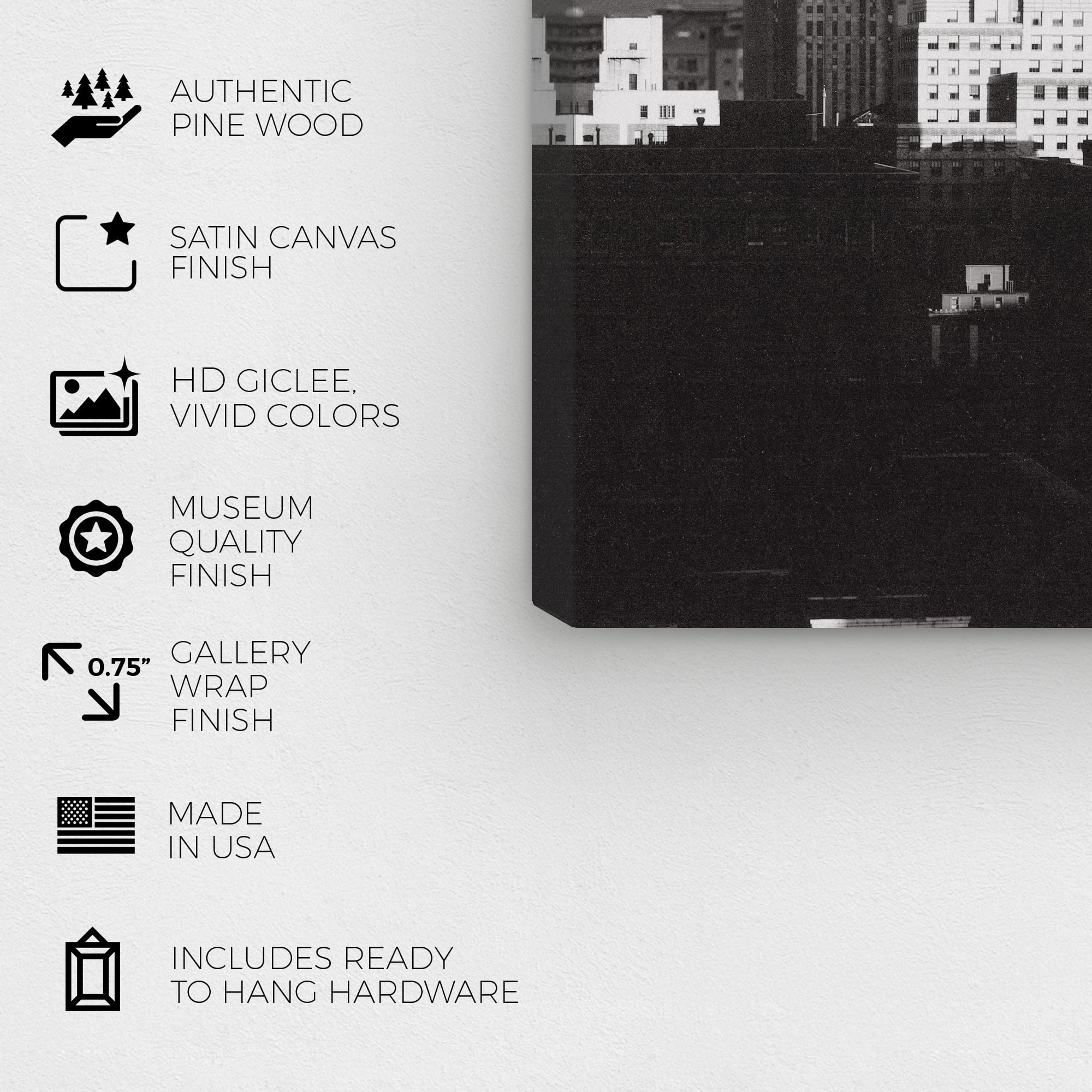 Skyscraper City Architecture and Buildings Wall Art Print Black 16x24