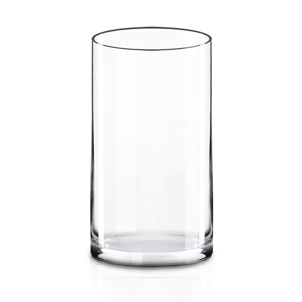 Jarrón CYS EXCEL cilíndrico grande de vidrio transparente de 30 cm de alto x 15 cm de profundidad