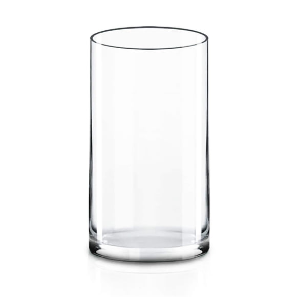Jarrón CYS EXCEL cilíndrico grande de vidrio transparente de 30 cm de alto x 15 cm de profundidad