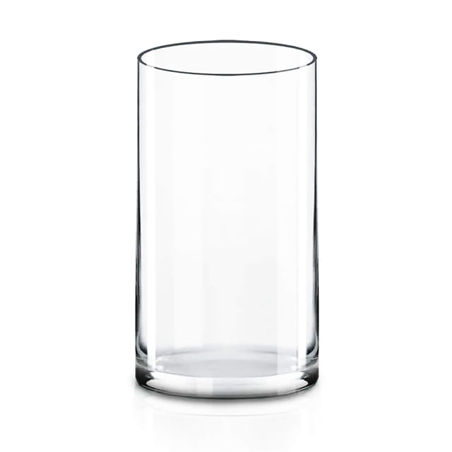 Jarrón CYS EXCEL cilíndrico grande de vidrio transparente de 30 cm de alto x 15 cm de profundidad