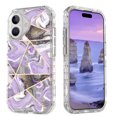 thumbnail image 4 of Allytechgroup for iPhone 16 Case, 3 Layers Protection Slim Lightweight Shockproof Soft TPU & Hard Back Protective Bumper Cover Marble Shell, H, 4 of 4