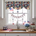 thumbnail image 3 of Independence Day Tie Up Valances Curtain, Adjustable Kitchen U.S. Flag Themed Farmhouse Flower Retro Wood Grain Valances for Windows Decor, Rod Pocket Short Curtains Set for Bedroom/Bathroom, 42"x12", 3 of 9