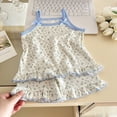 thumbnail image 2 of KPOPLK Girls Tank Top Pajamas Summer Baby Girls Cotton Shorts PJS Set Infant Clothes for Tween/Teens Blue Size 12-18 Months, 2 of 4