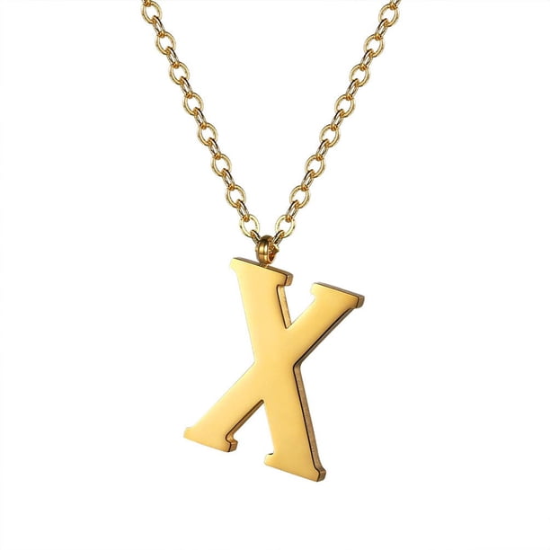 Collar con colgante inicial PROSTEEL de oro con letra del alfabeto para mujeres y niñas