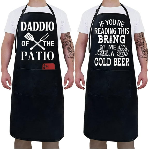 2 Pack - Aprons for Men ,Fathers Day,Dad Apron,Gifts for Dad - From Daughter Son For the Best Dad Husband Stepfather Birthday Barbecue Gift Funny for Mens Grilling Cooking Kitchen Chef BBQ Apron