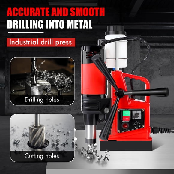 QinaQin Powerful Magnetic Drill Press, Portable Electric Drilling Machine for Metal Surface with Drill Bits for Industrial and Home Use