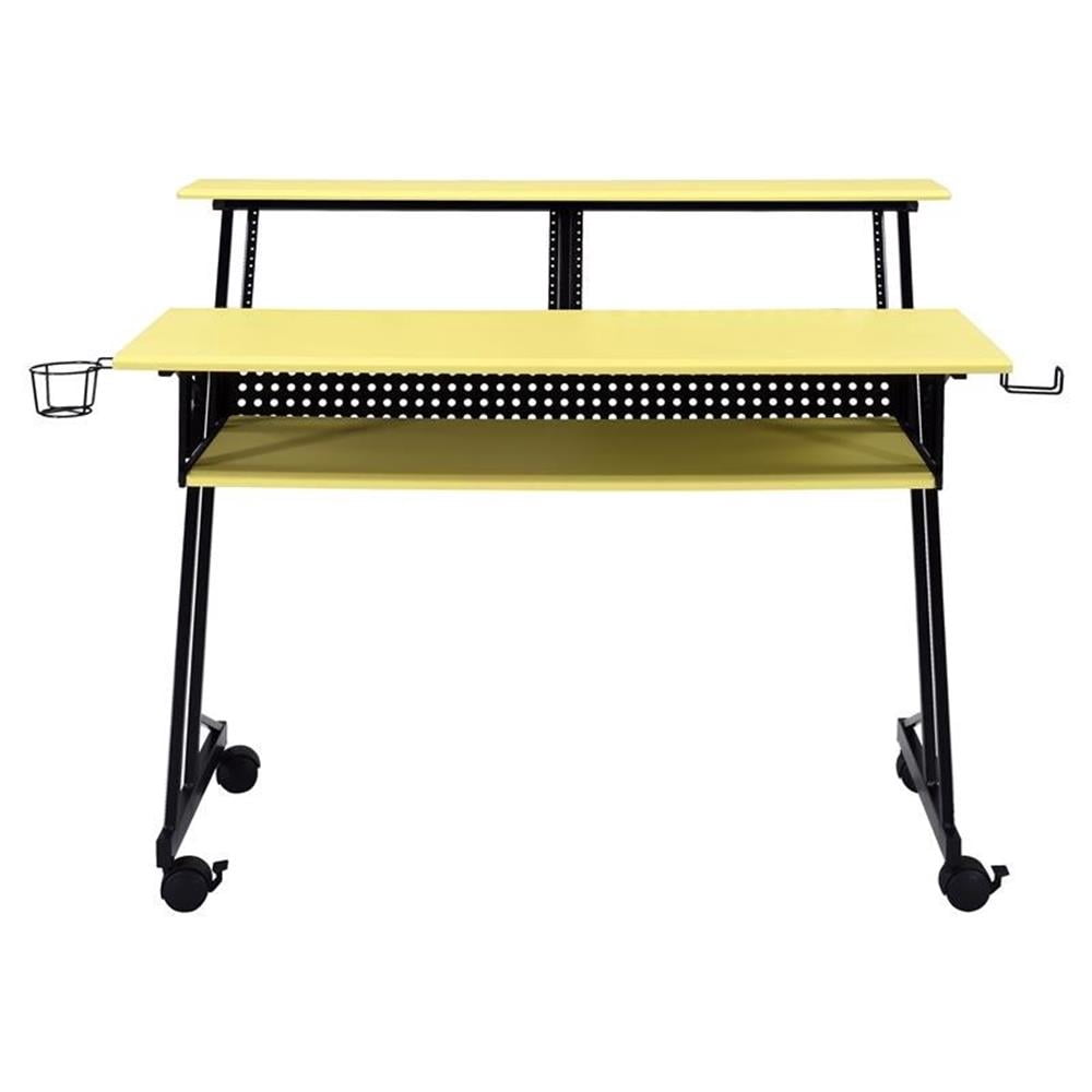 Pemberly Row Contemporary Wood Music Recording Studio Desk in Yellow/Black