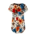 thumbnail image 6 of AOOCHASLIY Womens Blouses Short Sleeve Women Trendy V- Neck Floral Printed Tunic Tops Buttons Short Sleeve T-shirt, 6 of 6