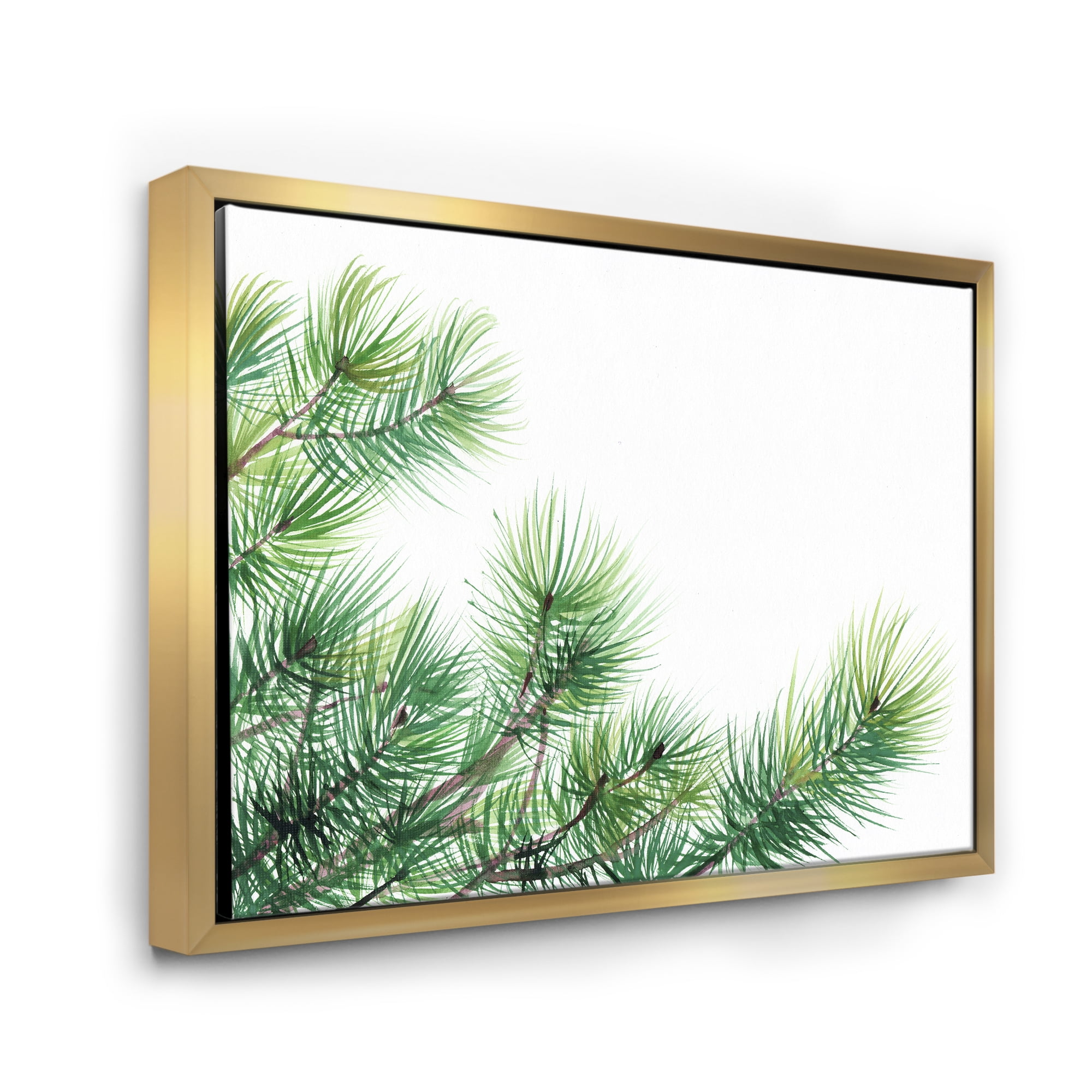 Designart 'Close Up Pine Tree Branches' Traditional Framed Canvas Wall Art Print