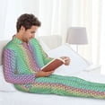 thumbnail image 5 of Bingfone Men's Pajama Set 2 Piece Loungewear PJs, Long Sleeve with Pajama Pants-Rainbow Peacock Feathers, 5 of 7