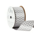 thumbnail image 2 of Offray Ribbon, Chevron Silver 1 1/2 inch Single Face Satin Polyester Ribbon, 9 feet, 2 of 6