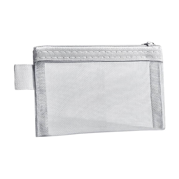 Hyknon Simple Pencil Cases, Small Three-dimensional Transparent Mesh Pencil Case Pouch, Portable Durable Lightweigh Stationery Bag with Zipper, Multi-Functional Pen Bag for Office Travel Daily, Gray