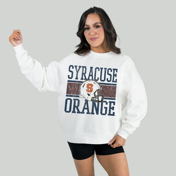 Women's Gameday Couture White Syracuse Orange Fair Catch Pullover Sweatshirt