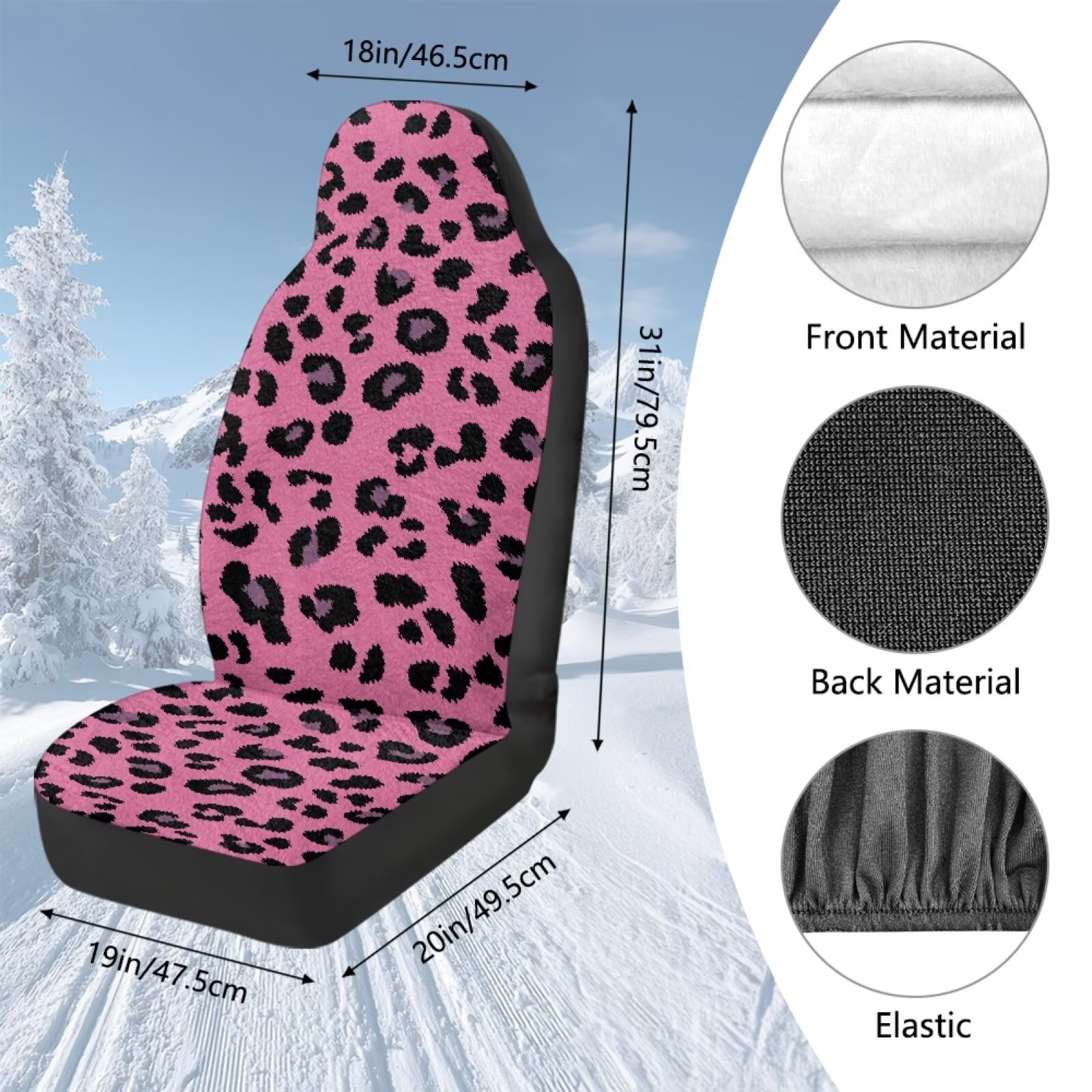 Uorisanigo 2Pcs Automotive Seat Cover, Car Accessories with Pink Cheetah Leopard Print Front Auto Cushion Cover Protect Accessories for Women Men