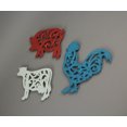 thumbnail image 2 of Zeckos Colorful Cast Iron Farm Animal Kitchen Trivets Set of 3, 2 of 7