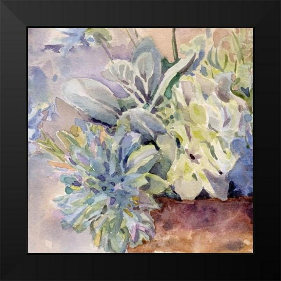 Evalia Designs 12x12 Black Modern Framed Museum Art Print Titled - Periwinkle Bluish Hydrangeas II