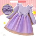 thumbnail image 5 of Gytharion Kids Flower Girl Dresses 3-10 Years, Stylish Bowknot Star Sequins Tulle Tutu Dress Toddler Girls Flowy A-Line Swing Party Dress Cute Long Sleeve Princess Dress with Flutter Sleeves, 5 of 9