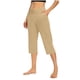 thumbnail image 1 of Pantalones Elásticos de la Cintura para las Mujeres Sólidos Recortados Elásticos Elegantes, Pantalones de Bolsillo Casuales para el Uso Diario de Primavera Verano, Tela de Poliéster, 1 of 8