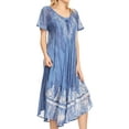 thumbnail image 4 of Sakkas Ronny Lace Embroidered Cap Sleeve Tie Dye Wash Caftan Dress / Cover Up - Sky Blue - One Size Regular, 4 of 5